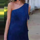 Women's Solid Color Diagonal Collar Multi-layer Tassel Stitching Design Dress - EX-STOCK CANADA