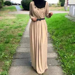Women's Solid Color Middle Eastern Arab Long Dress - EX-STOCK CANADA