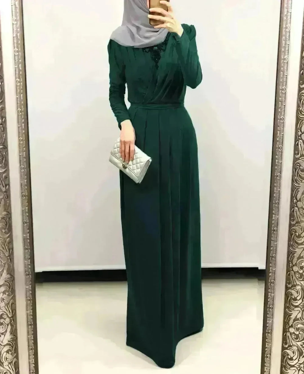 Women's Solid Color Middle Eastern Arab Long Dress - EX-STOCK CANADA