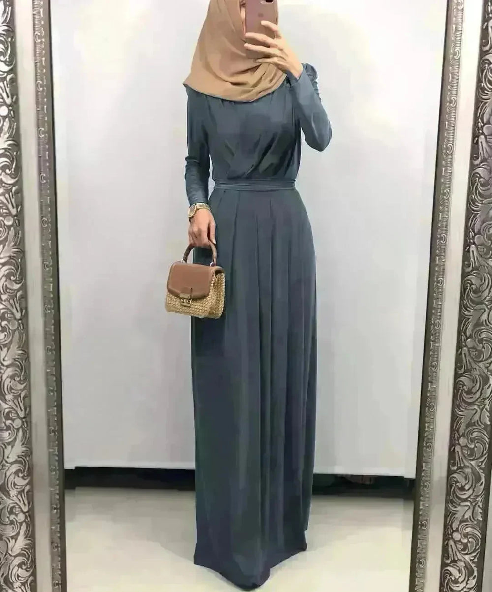 Women's Solid Color Middle Eastern Arab Long Dress - EX-STOCK CANADA