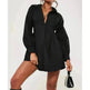 Women's Solid Color Shirt Collar Dress - EX-STOCK CANADA
