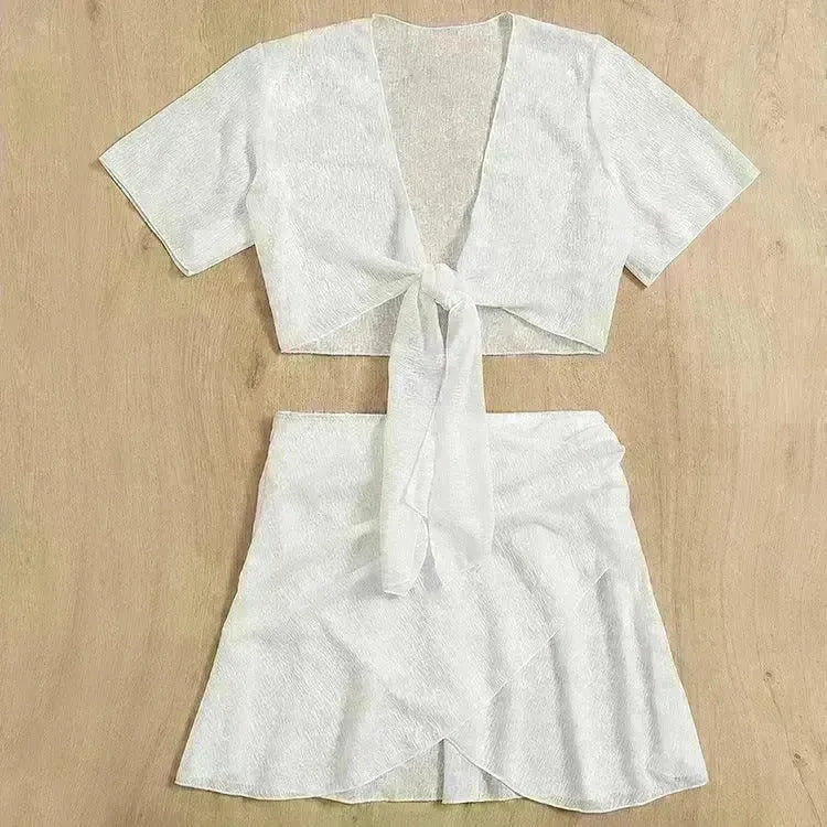 Women's Solid Color Two-piece Swimsuit Sun-proof Beach Dress - EX-STOCK CANADA