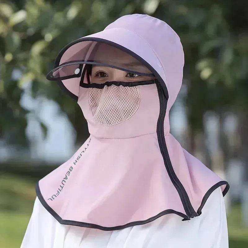 Women's Summer Wide Brim Biking Face-covering Mask Sun Protection Hat - EX-STOCK Canada
