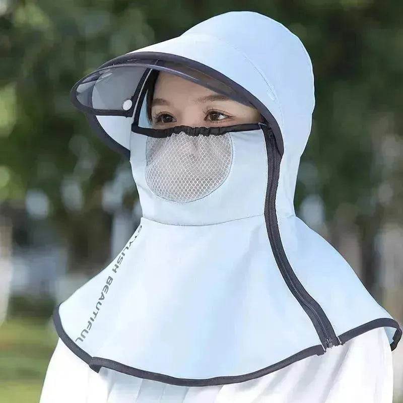 Women's Summer Wide Brim Biking Face-covering Mask Sun Protection Hat - EX-STOCK Canada