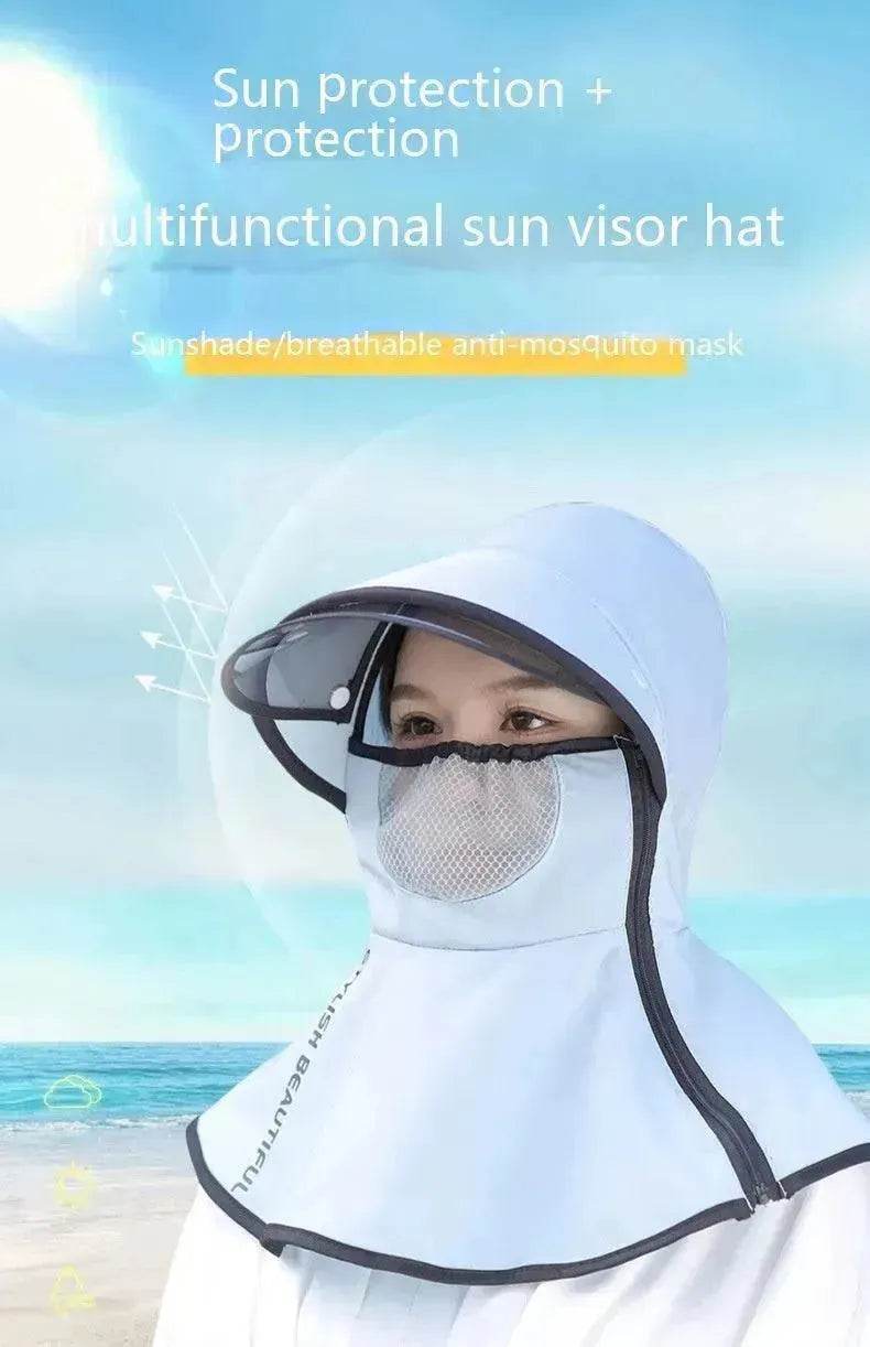 Women's Summer Wide Brim Biking Face-covering Mask Sun Protection Hat - EX-STOCK Canada