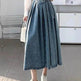 Women's Temperament High Waist Denim Pleated Mid-length Skirt - EX-STOCK Canada