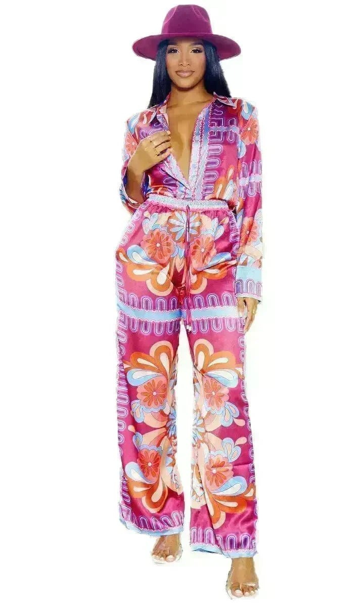 Women's Two-Piece suit Summer Set with Fashion Prints - EX-STOCK CANADA