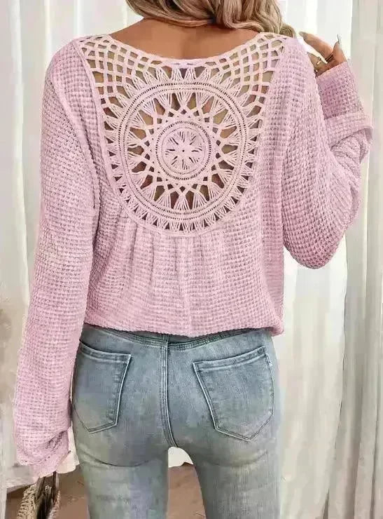 Women's V-neck Solid Color Fashion Knitted Blouse - EX-STOCK CANADA