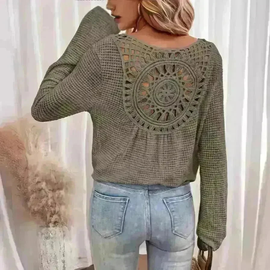 Women's V-neck Solid Color Fashion Knitted Blouse - EX-STOCK CANADA