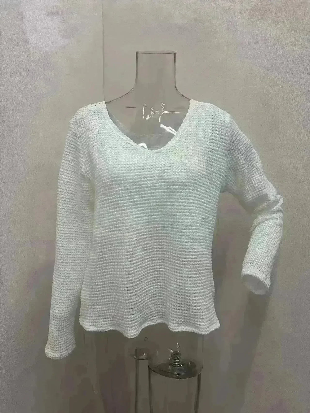 Women's V-neck Solid Color Fashion Knitted Blouse - EX-STOCK CANADA