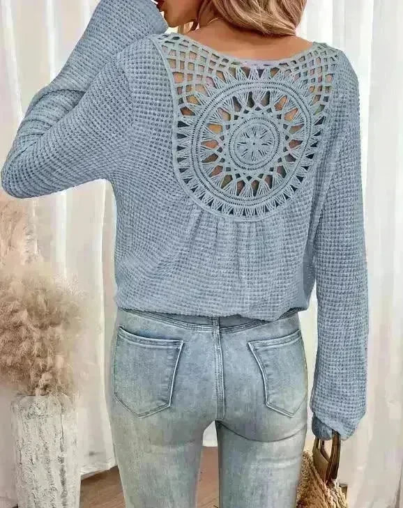 Women's V-neck Solid Color Fashion Knitted Blouse - EX-STOCK CANADA