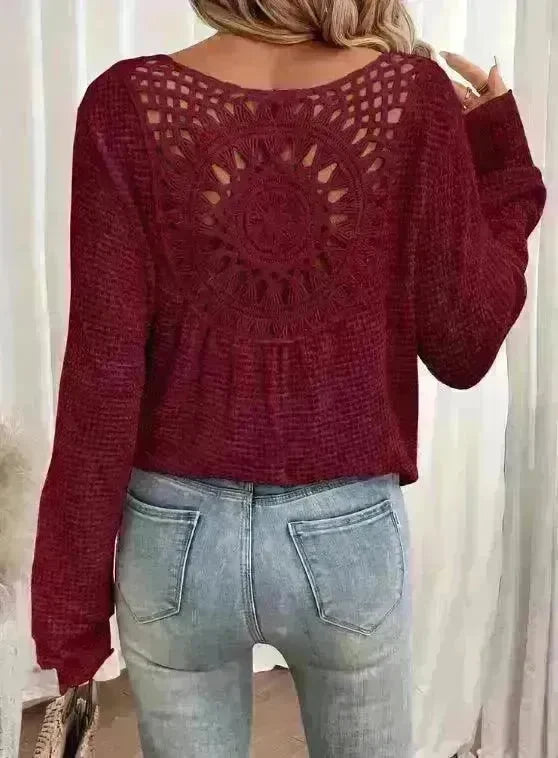 Women's V-neck Solid Color Fashion Knitted Blouse - EX-STOCK CANADA