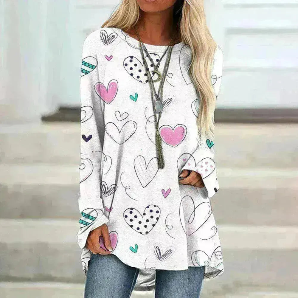 Women's Valentine's Day Love Print Long Sleeve T-shirt - EX-STOCK CANADA