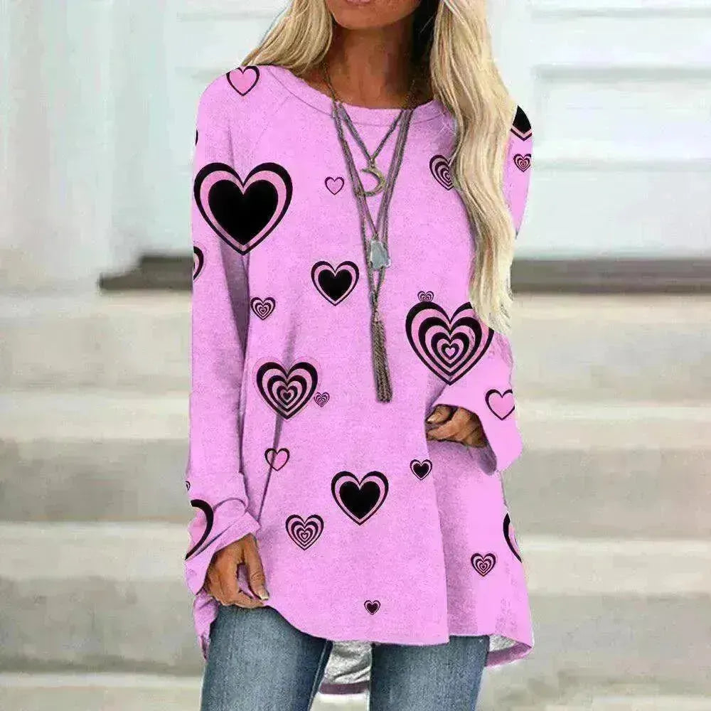 Women's Valentine's Day Love Print Long Sleeve T-shirt - EX-STOCK CANADA