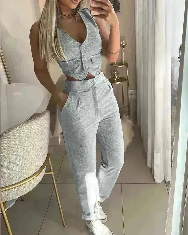 Women's Vest Casual Pants Two-piece Set - EX-STOCK CANADA