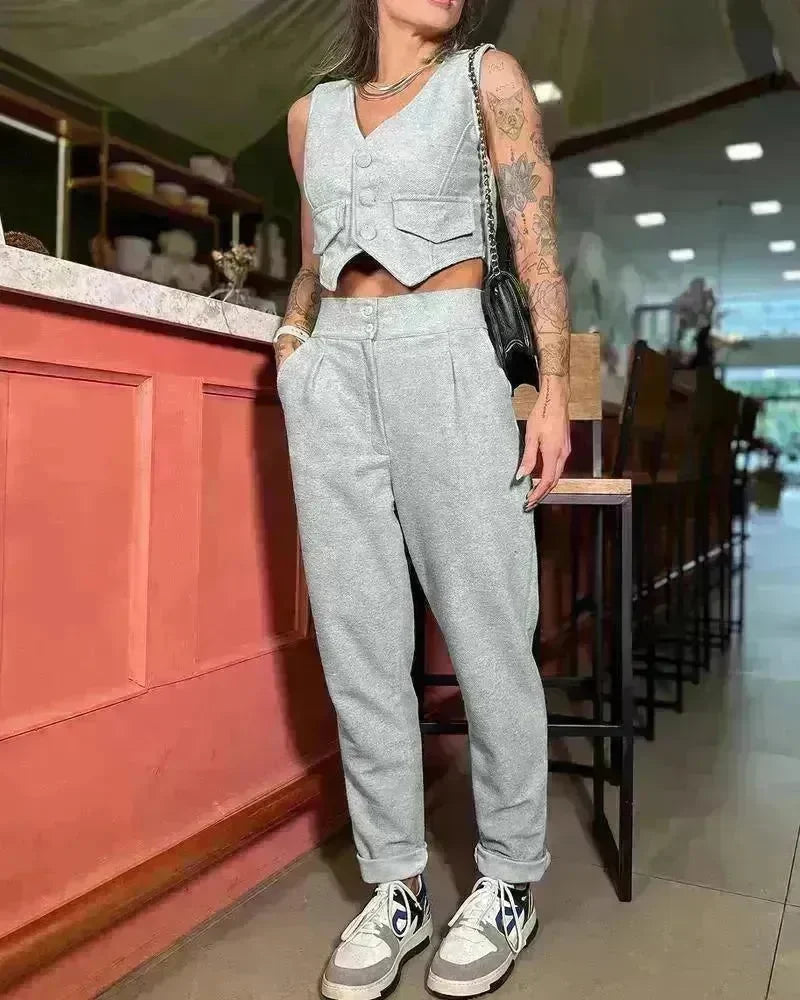 Women's Vest Casual Pants Two-piece Set - EX-STOCK CANADA