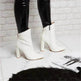 Women Shoes High Heels Leather White Ankle Boots - EX-STOCK Canada