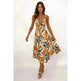 Women Sweet Tie-neck Split Sleeveless Floral Midi Dress - EX-STOCK CANADA