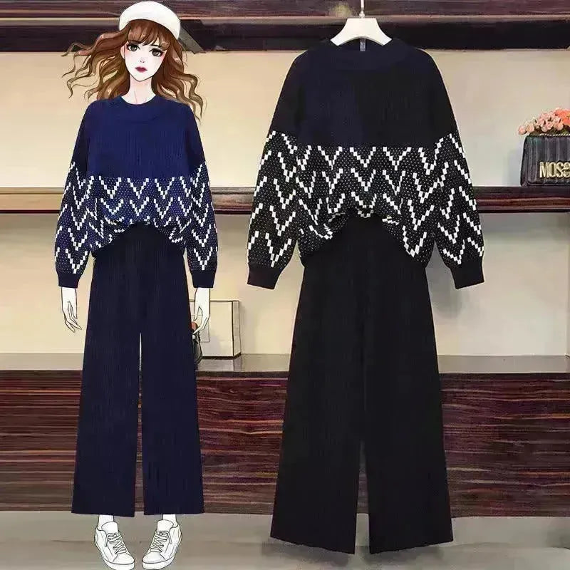 Women Two-piece knitted wide-leg pants - EX-STOCK CANADA
