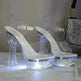 Womens Shiny Sandals Party Shoes Transparent Flowers High Heels - EX-STOCK CANADA