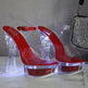 Womens Shiny Sandals Party Shoes Transparent Flowers High Heels - EX-STOCK CANADA