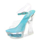 Womens Shiny Sandals Party Shoes Transparent Flowers High Heels - EX-STOCK CANADA