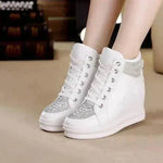 Womens Sneakers Shoes High Top Wedge Platform Heels Rhinestone - EX-STOCK Canada