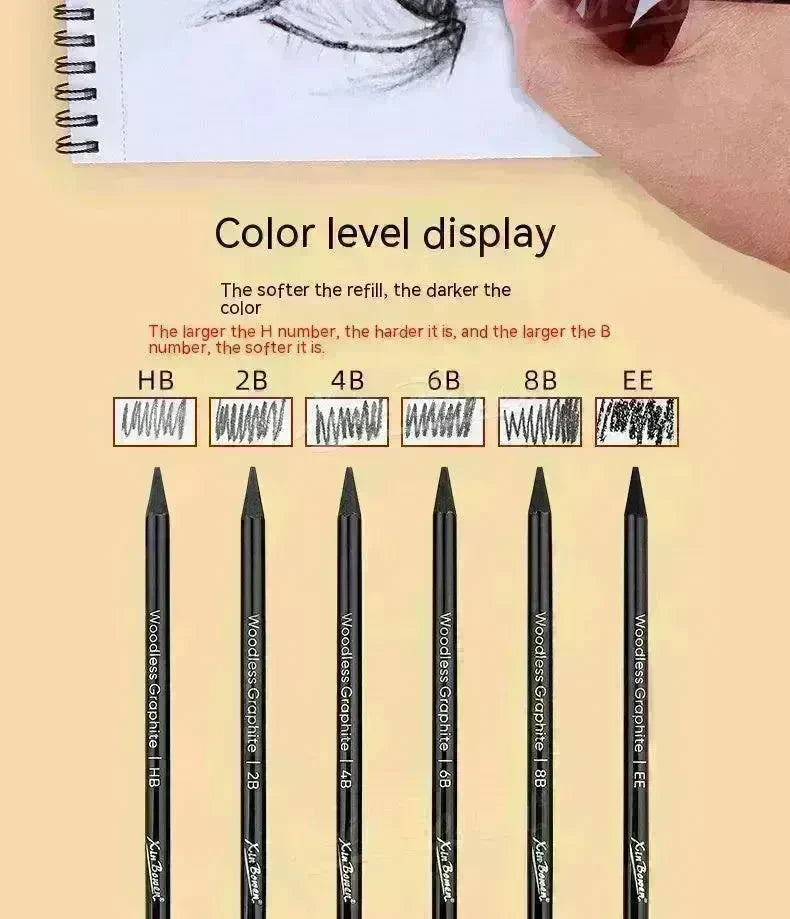 Wood-free Graphite Full Lead Sketching Pencil 6 PCs Suit For Art - EX-STOCK CANADA