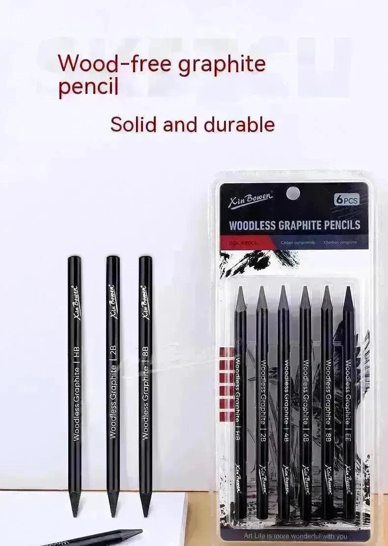 Wood-free Graphite Full Lead Sketching Pencil 6 PCs Suit For Art - EX-STOCK CANADA