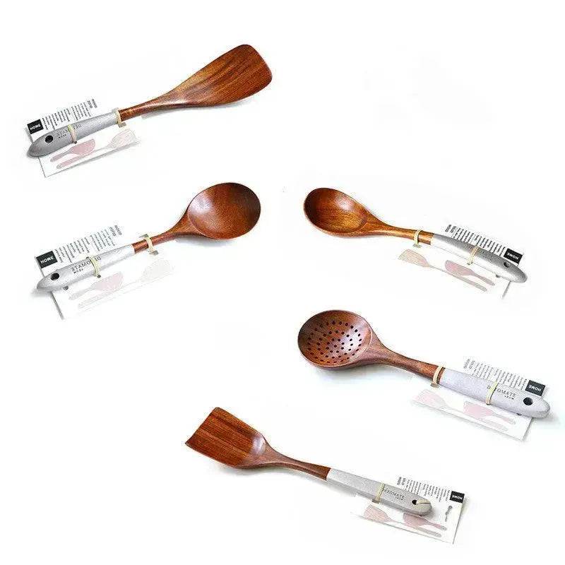 Wooden Kitchen Utensils Set Appliances Special Non-stick Set Pure Natural Teak Solid Wood Long Handle Shovel Tools - EX-STOCK Canada