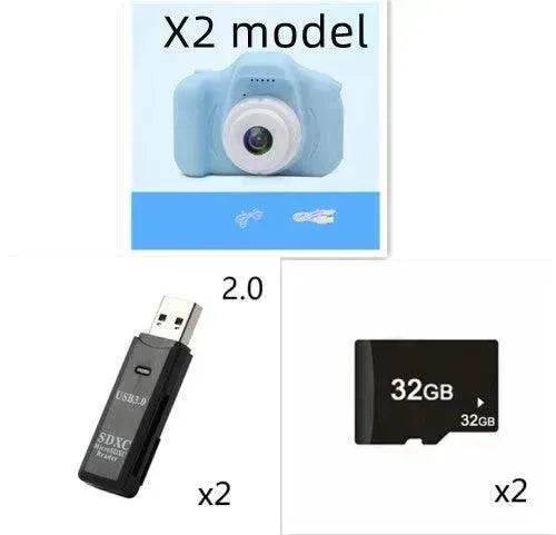 X2 HD Mini Children Cartoon Kids Digital Camera - EX-STOCK Canada