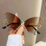 Y2K Vintage Rimless Luxury Diamond Butterfly Sunglasses for Classy Chic Ladies Women - EX-STOCK Canada