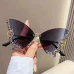 Y2K Vintage Rimless Luxury Diamond Butterfly Sunglasses for Classy Chic Ladies Women - EX-STOCK Canada