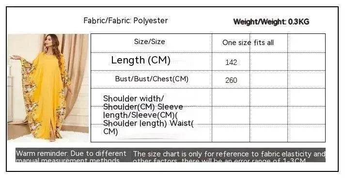 Yellow Bat Sleeve Plus Size Buba Abaya Middle East Women Dress - EX-STOCK Canada