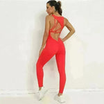 Yoga Jumpsuit V-shaped Back Design Sleeveless Fitness Running Sportswear Stretch Tights Pants For Womens Clothing - EX-STOCK CANADA