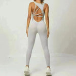 Yoga Jumpsuit V-shaped Back Design Sleeveless Fitness Running Sportswear Stretch Tights Pants For Womens Clothing - EX-STOCK CANADA