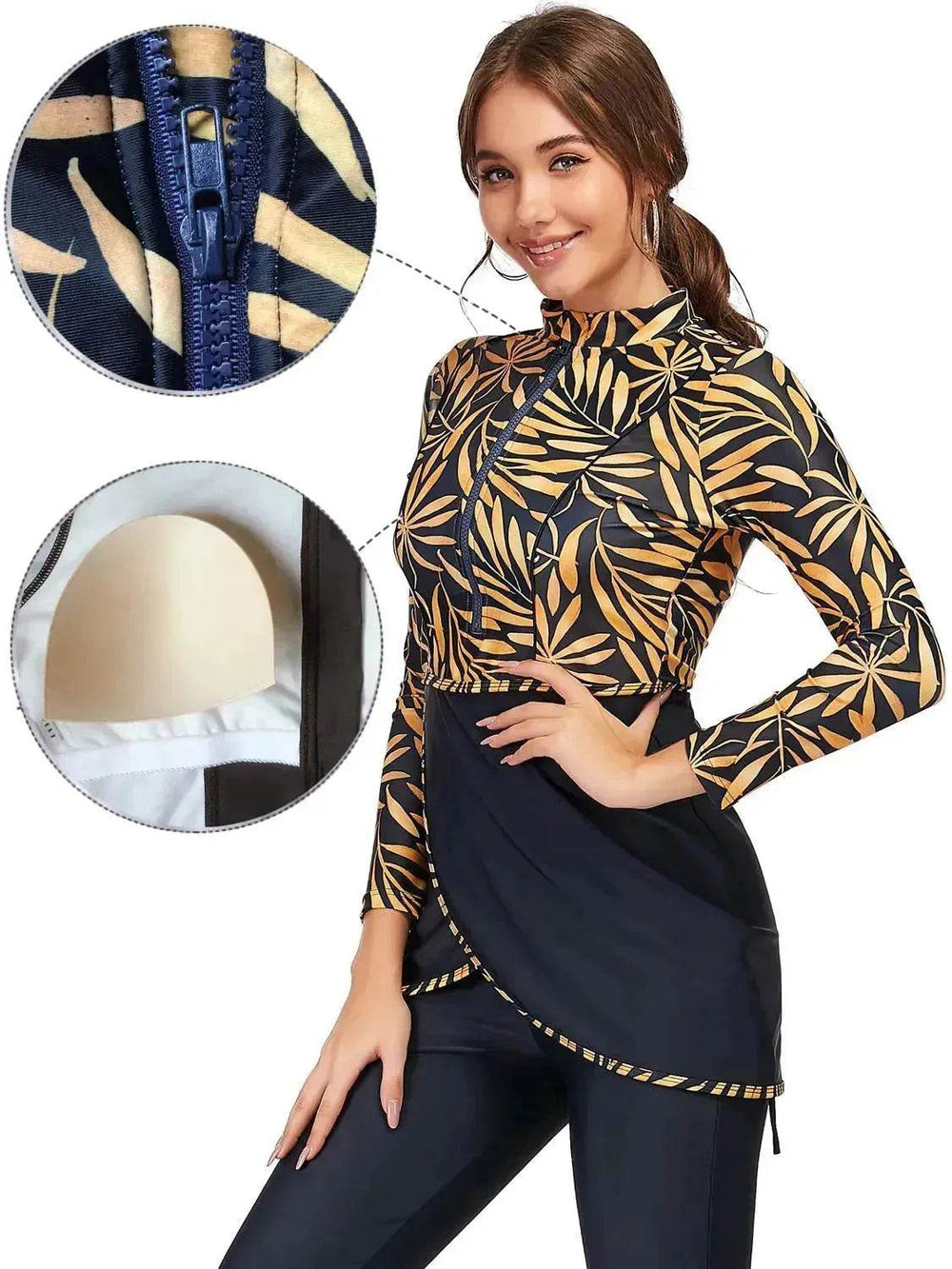 Maillot de bain burkini pour femmes avec fermeture éclair EX-STOCK Canada