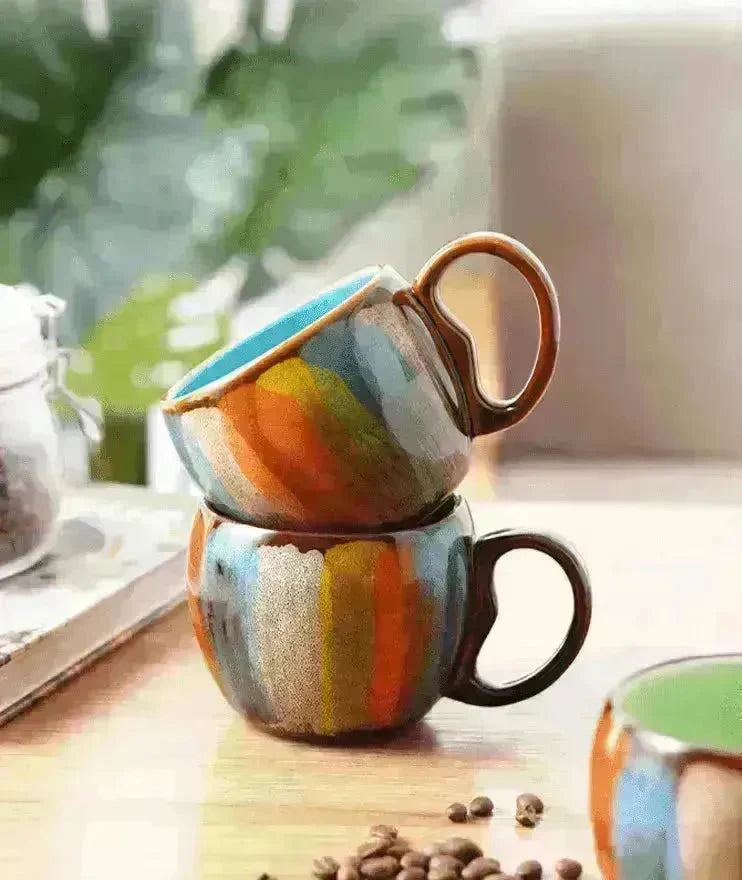 Creative Handmade European Style Ceramic Couples Mug with Lid Soon - EX-STOCK CANADA