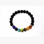 Handmade Black Lava Seven Chakra Healing Balance Beaded Bracelet - EX-STOCK CANADA