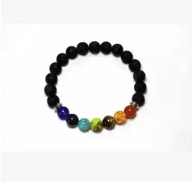 Handmade Black Lava Seven Chakra Healing Balance Beaded Bracelet - EX-STOCK CANADA