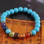 Handmade Black Lava Seven Chakra Healing Balance Beaded Bracelet - EX-STOCK CANADA