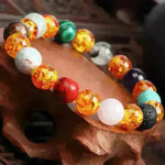 Handmade Black Lava Seven Chakra Healing Balance Beaded Bracelet - EX-STOCK CANADA