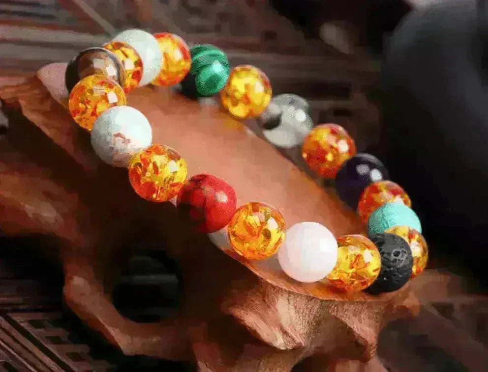 Handmade Black Lava Seven Chakra Healing Balance Beaded Bracelet - EX-STOCK CANADA