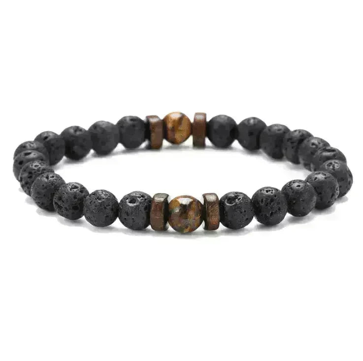 Personality Men's Black Volcanic Stone Bracelet - EX-STOCK CANADA